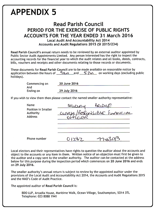 Inspection of Accounts 2016